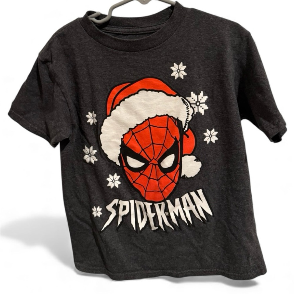 🌲Marvel Spiderman Santa Hat Christmas - Tee Kids Small 6/7🌲